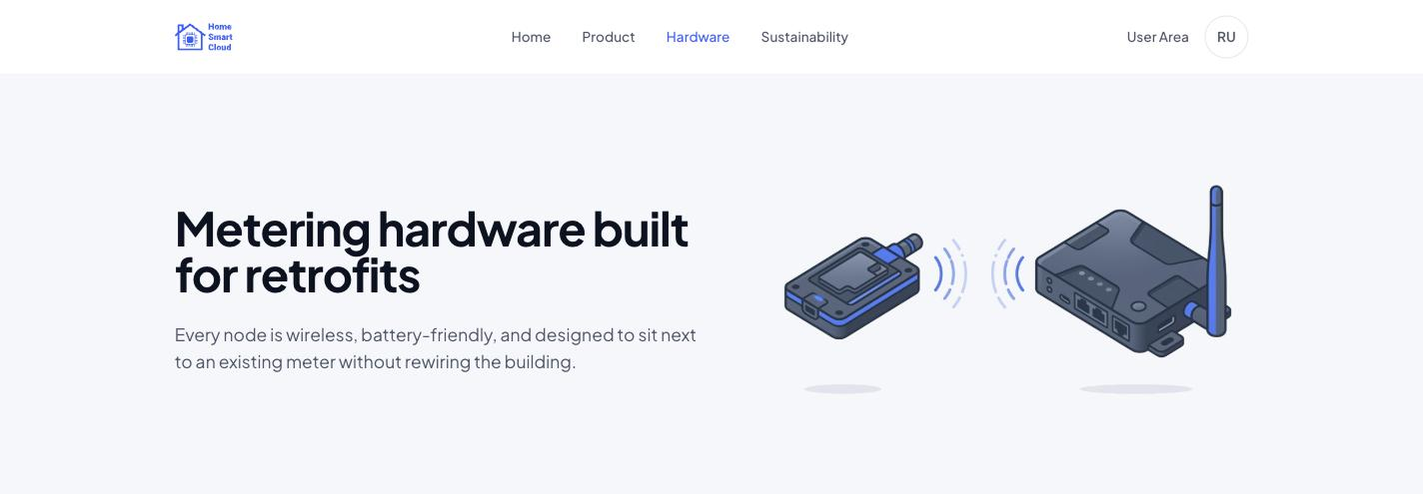 Страница оборудования Home Smart Cloud с импульсным датчиком и mesh-шлюзом