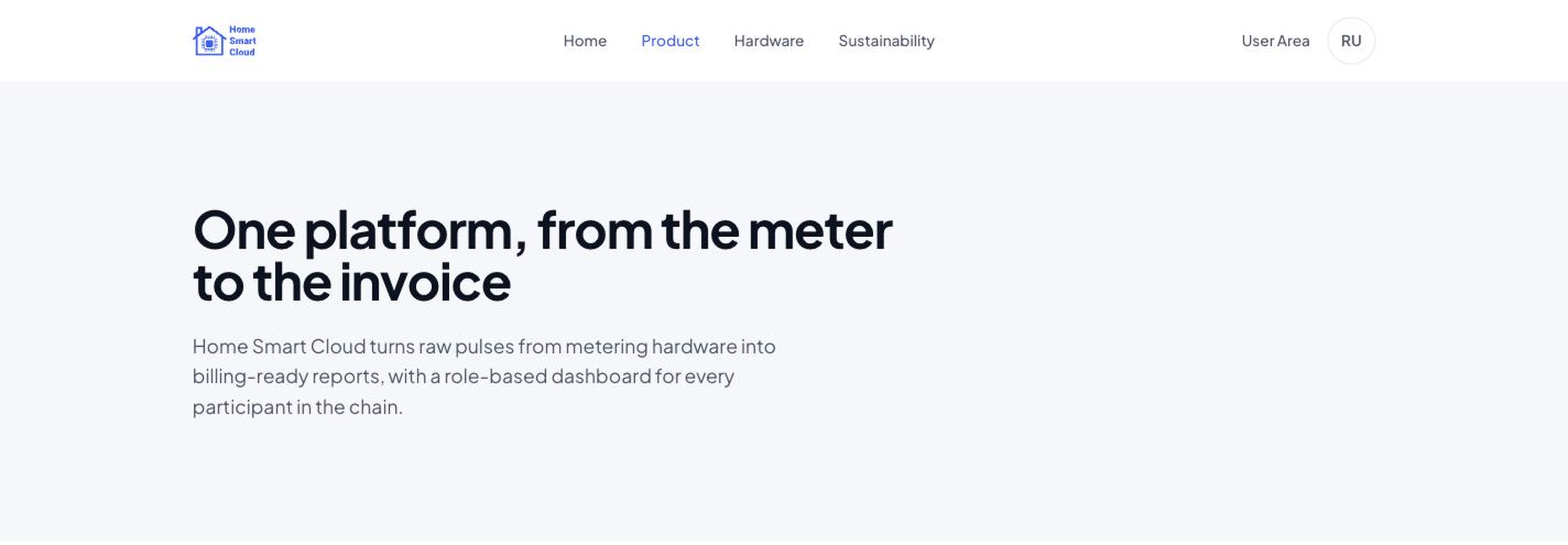 Страница продукта Home Smart Cloud с ролевыми дашбордами для абонентов, операторов управляющей компании и администраторов