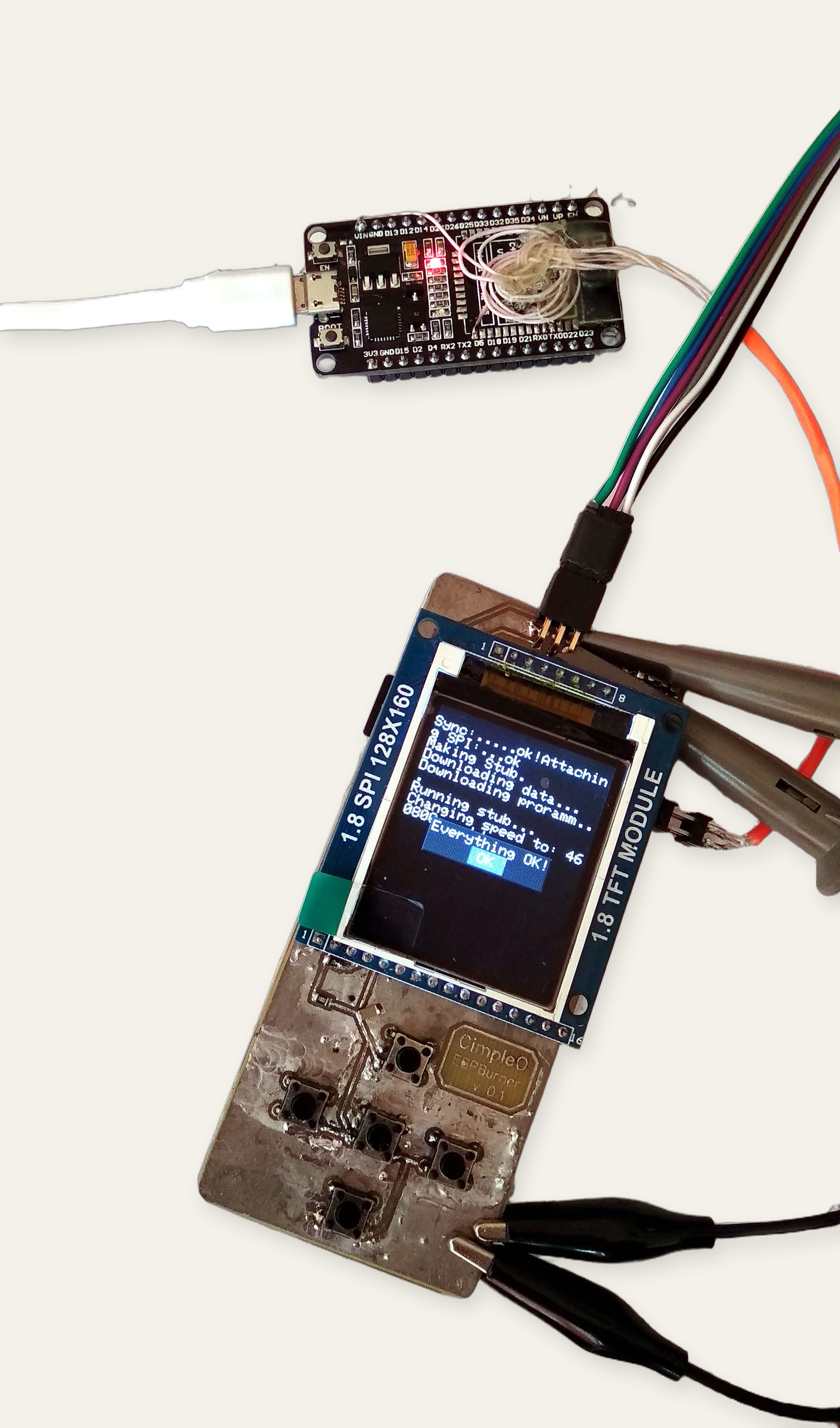 The first PortableISP breadboard, June 2019